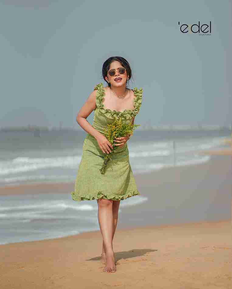 Pistachio Ruffle Khadi Dress