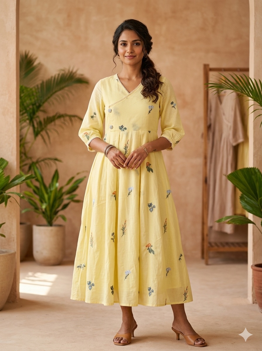 Butter Yellow Mul Cotton Dress