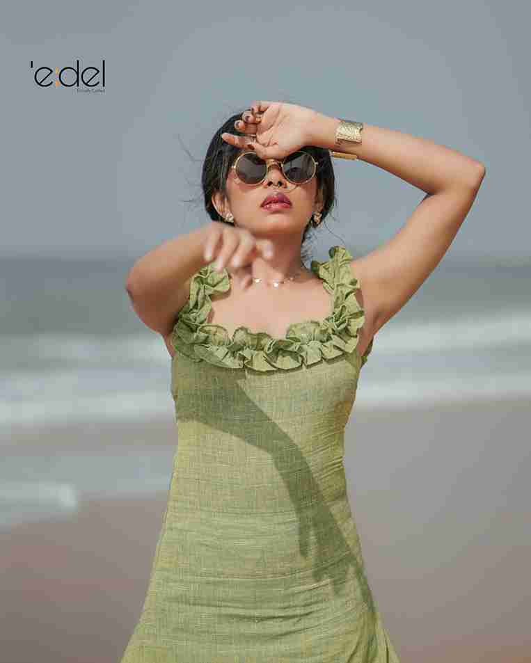 Pistachio Ruffle Khadi Dress