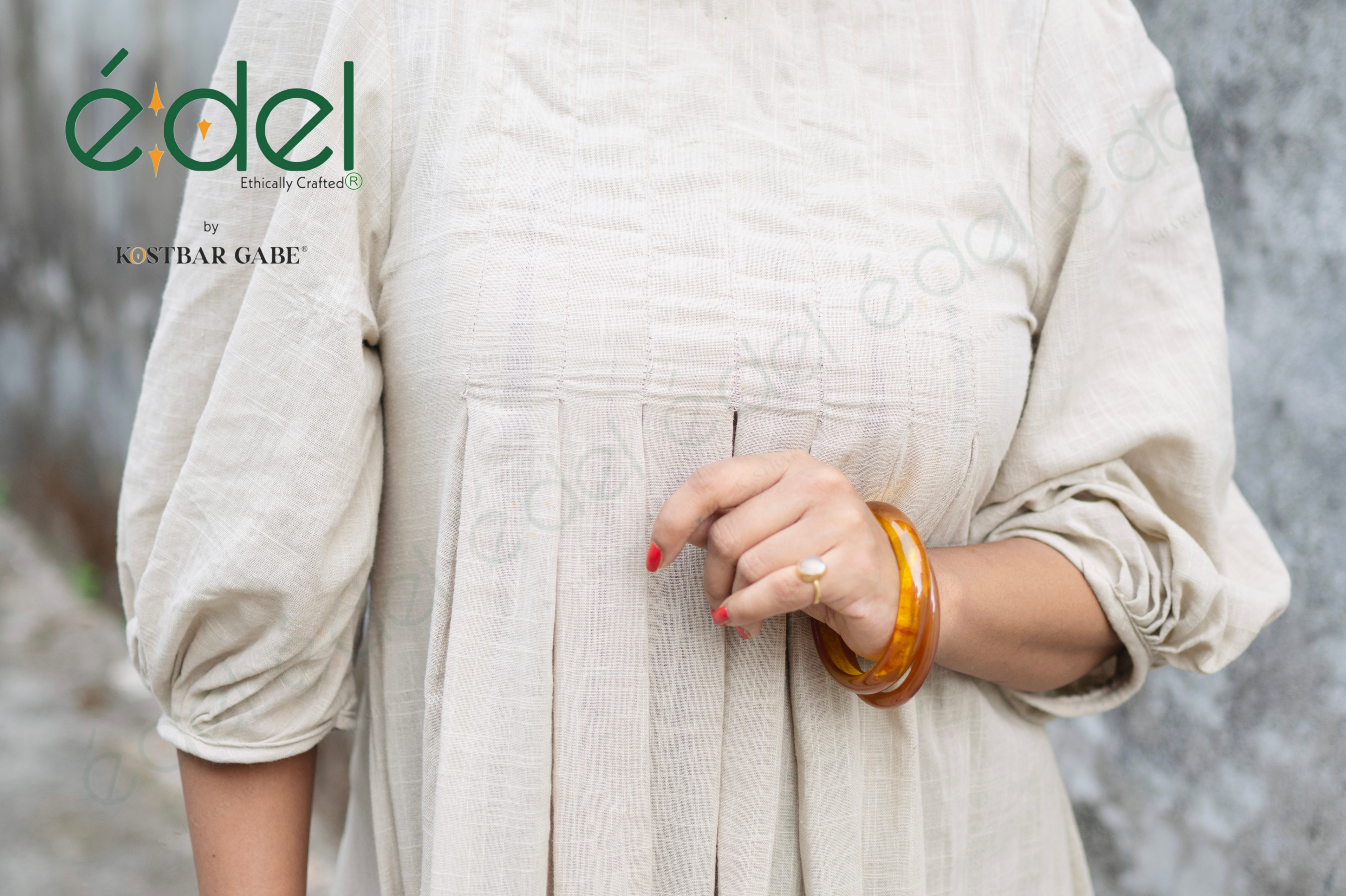 Sandstone Pleated Khadi Dress