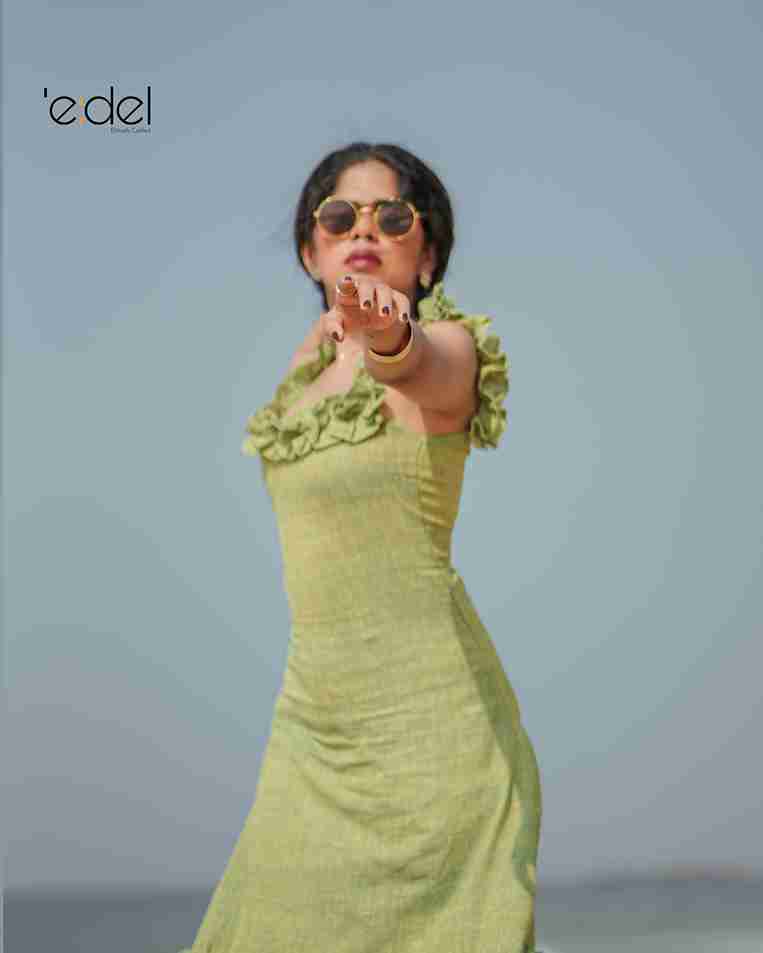 Pistachio Ruffle Khadi Dress