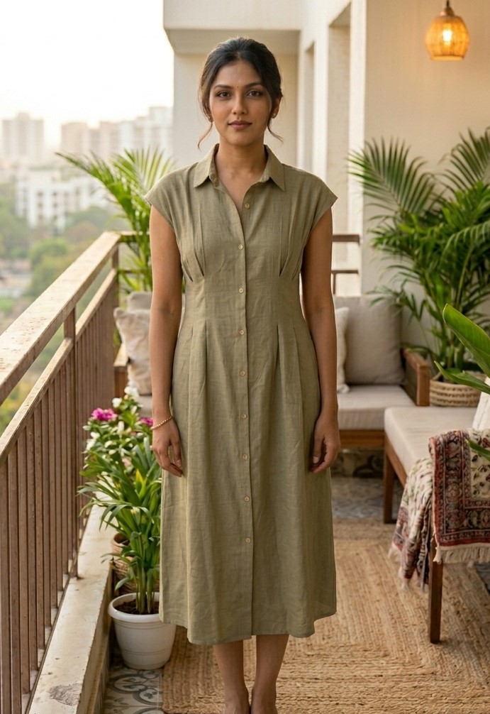 Green Linen Dress