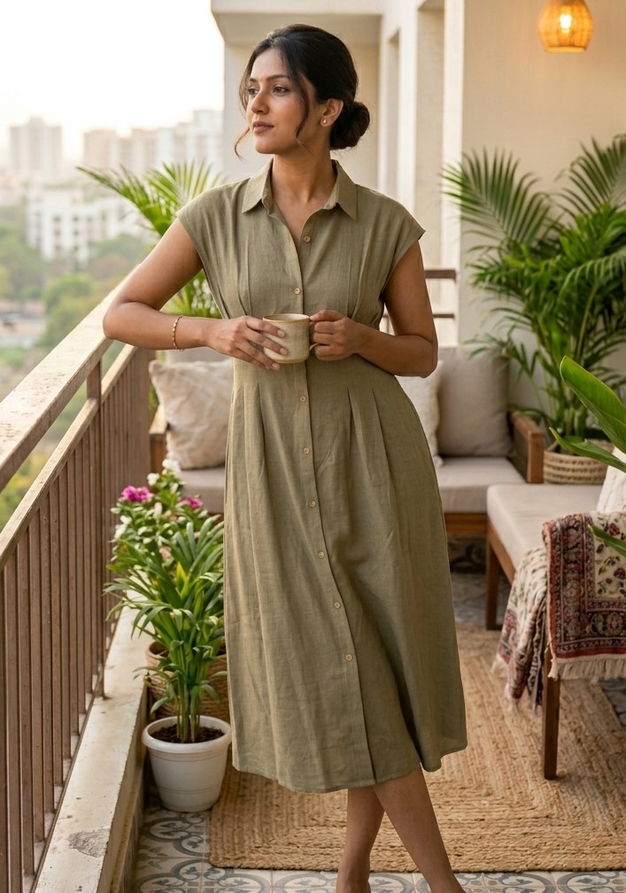 Green Linen Dress