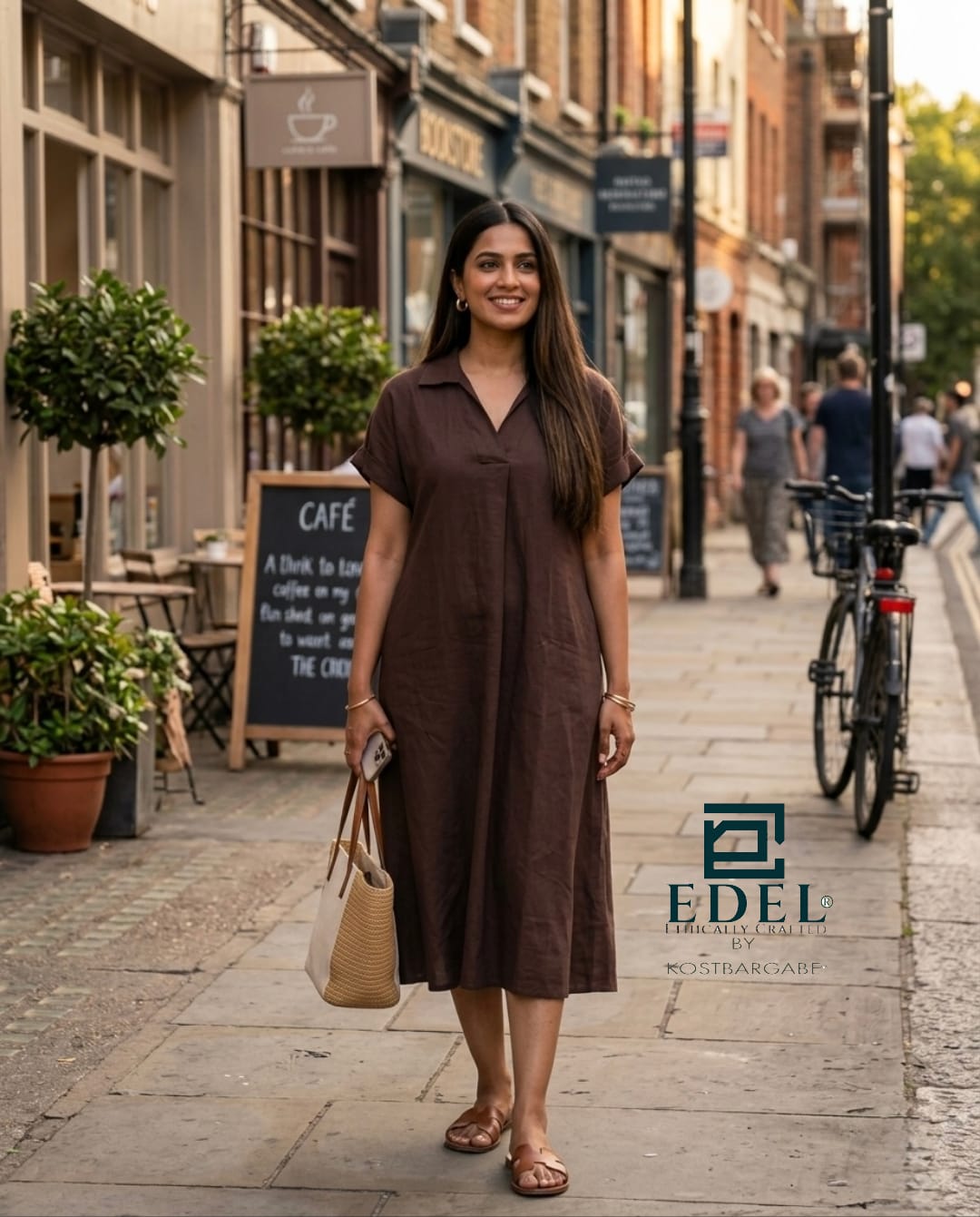 Brown Linen Dress