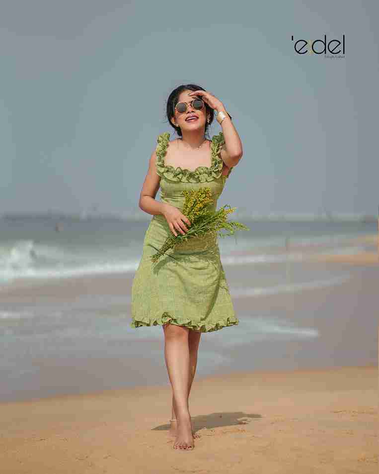Pistachio Ruffle Khadi Dress