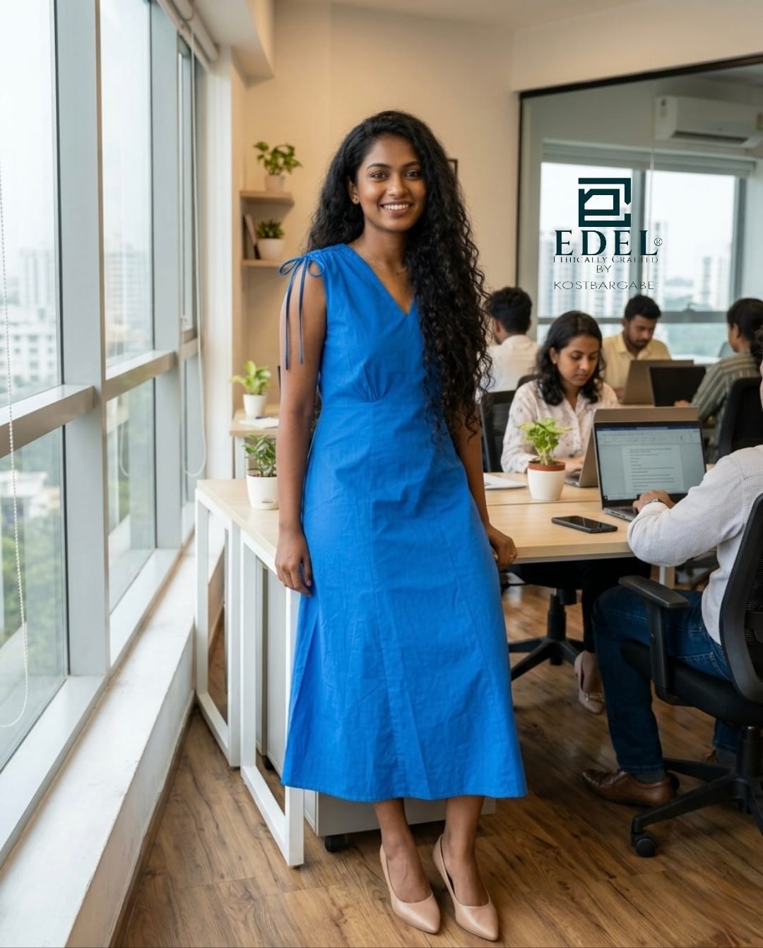 Blue Linen Dress